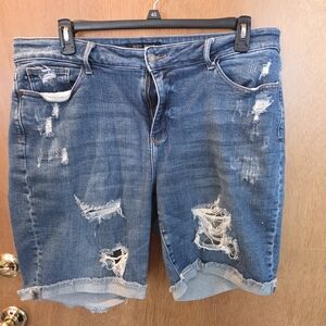 Judy Blue Distressed Blue Jean Shorts